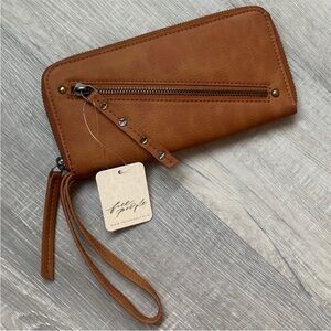 Free People Vegan Leather Clutch Wallet Wristlet Studded 8” x 4” $58 Retail NWT